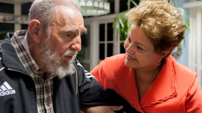 Dilma Rousseff com Fidel Castro em Havana.