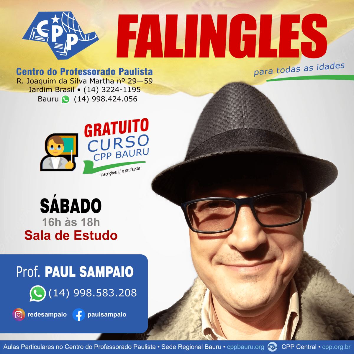 Voltarei a dar aulas de&nbsp;inglês